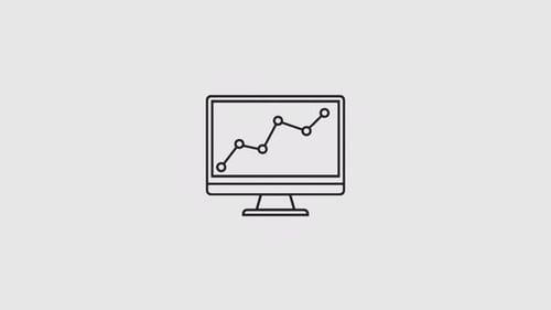 Animated Line Graph on Monitor in Minimalist Flat Design