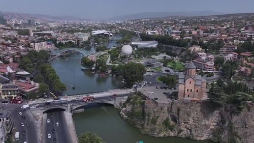 Flying Over The Center Of Tbilisi