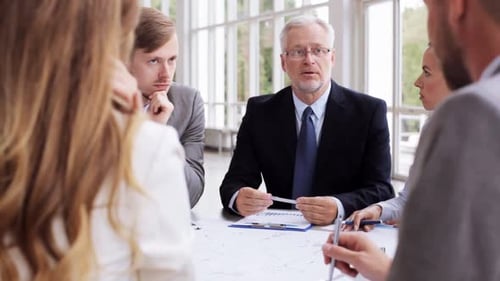 People, Planning, Strategy And Corporate Concept - Business Team With Scheme Meeting And Discussi...