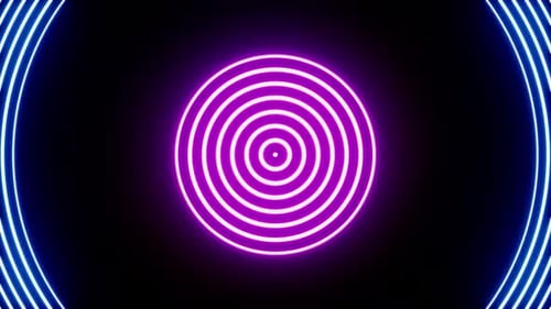 Glowing Neon Colors Concentric Circle Light Waves