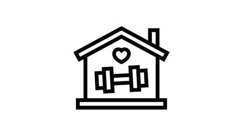 Animated Line Art Icon for Home Fitness and Health