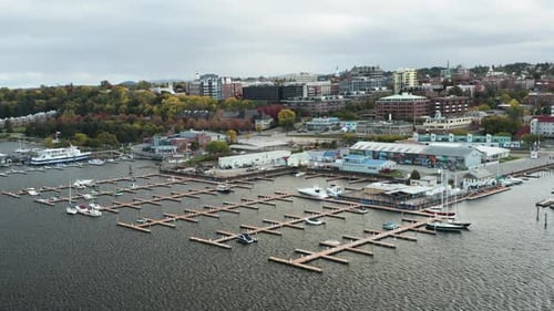 Stunning aerial view of the marina at Burlington, Vermont