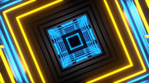 Blue And Yellow Square Strobe Light Tunnel Background Vj Loop In HD