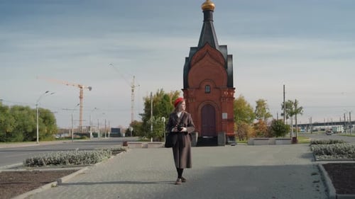 Travel Enthusiast Captures Historic Building Features Female Traveler Documents Architectural