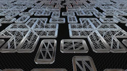 Geometric Metallic Grid Structures Rising Animation Background