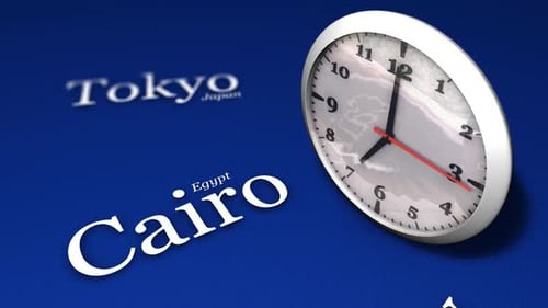 World Clock Showing Paris and Washington D.C.