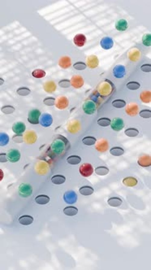 3D-Animation mit springenden Murmeln