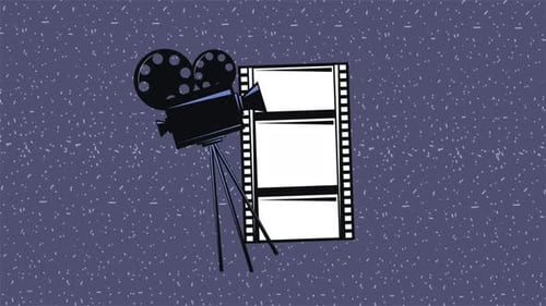 Classic Film Camera and Filmstrip Flat Design Animation