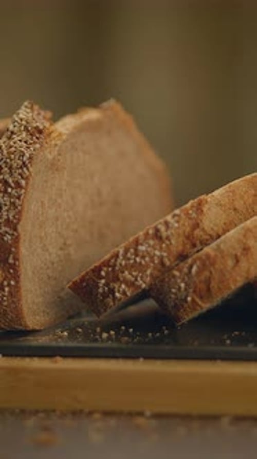 Sliced Grain Bread on a Cutting Board