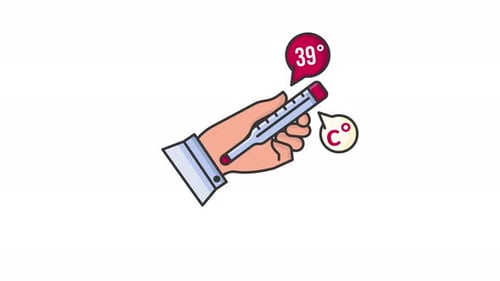 color line Thermometer high temperature animated icon