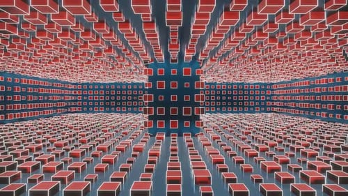 Blauer und roter und weißer quadratischer kreisförmiger Bewegungshintergrund Vj Loop In HD