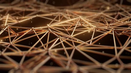 Glowing Golden Network with Interconnected Nodes