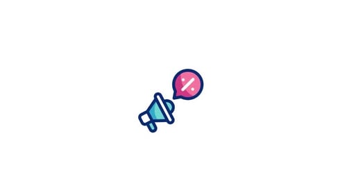 Animated Megaphone Percentage Icon for Sale Promotion