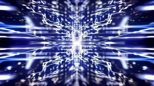 Futuristic Blue Tech Data Tunnel Zoom Motion Background