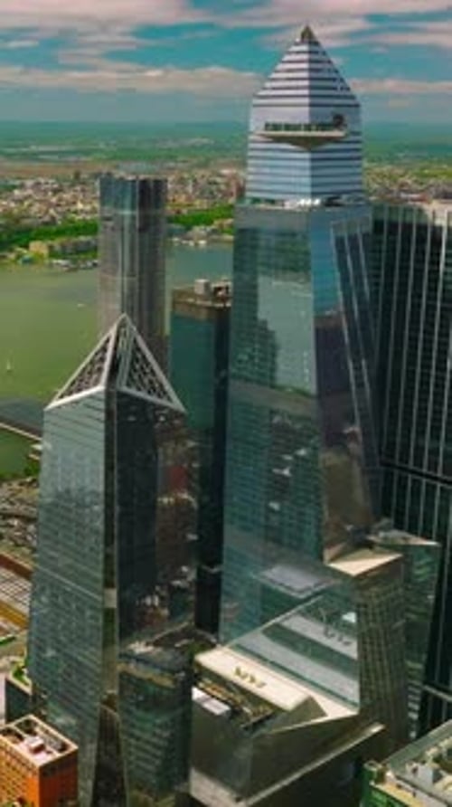 Impressive panorama of New York. View on the Hudson river from the skyscrapers of Manhattan