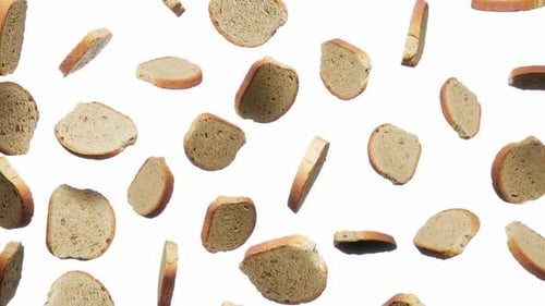 Seamless Floating Slices of Bread on White