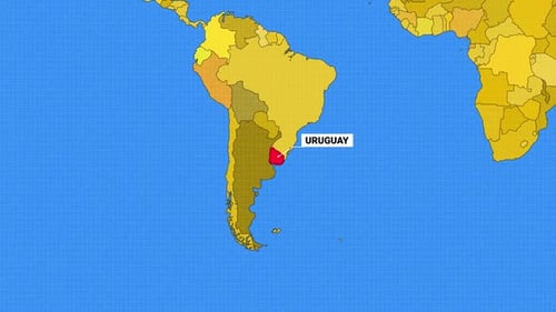 Animated World Map with Highlighted Countries and Names Reveal