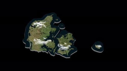 Denmark 3D Country Map Animation Transparent Alpha