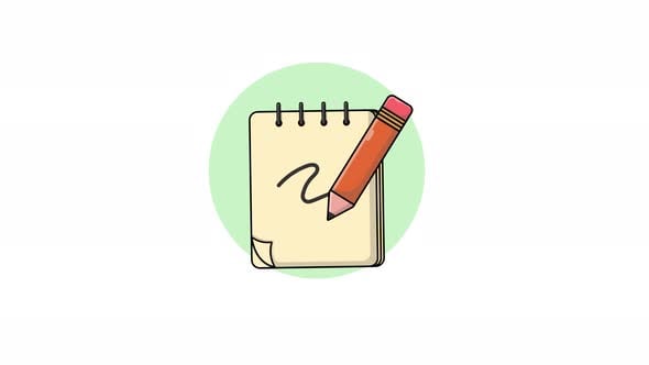 4k Notepad and Pencil Stationery. School Objects Concept Animation ...