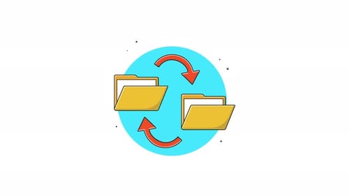 Animated Icon of File Synchronization and Data Transfer