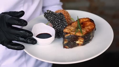 Gourmet Fish Steak Served with Sauce