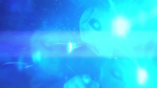 Animated Aliens Glowing with Blue Light