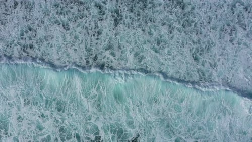 Waves in the Ocean Top View The Sea Water is Foaming