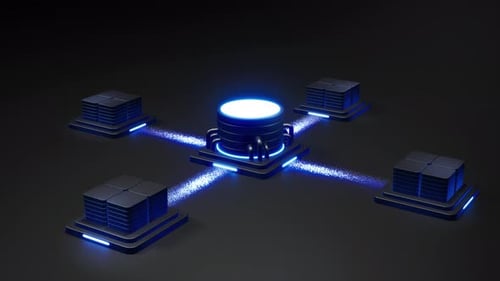 Futuristischer Hintergrund zur Serververwaltung im Rechenzentrum