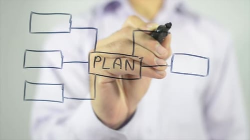 Writing Business Plan on Transparent Surface