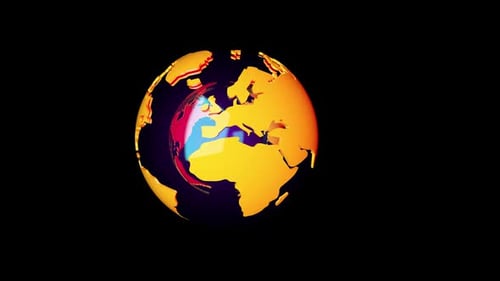 Animationsdesign, das sich um einen Globus dreht. Digitale Nachrichten Konzept