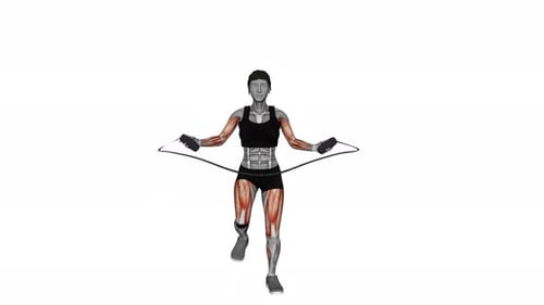 3D Animated Woman Jumping Rope for Fitness Exercise