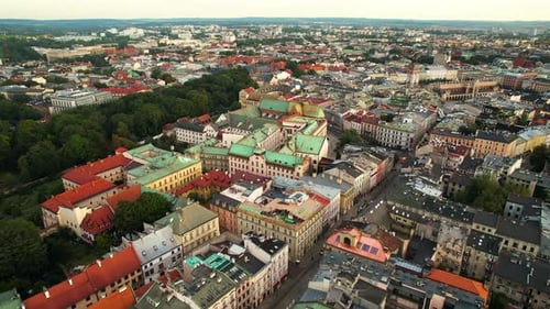 European City Aerial View with Old Buildings