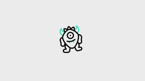 Minimalist Wiggling One-Eyed Monster Line Art Animation