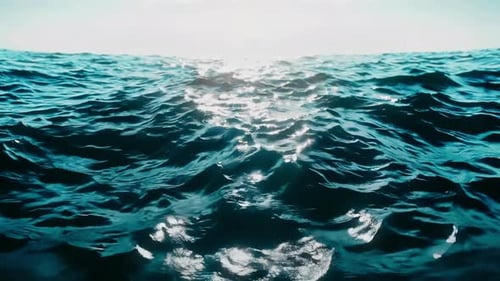 Les vagues sereines et magnifiques de l'océan ondulent doucement au crépuscule alors que le soleil se couche