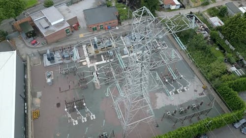 Vista aérea de la subestación eléctrica de alta tensión