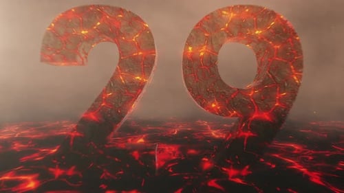 Lava Themed Hot Burning Number 29 Over a Volcanic Molten River