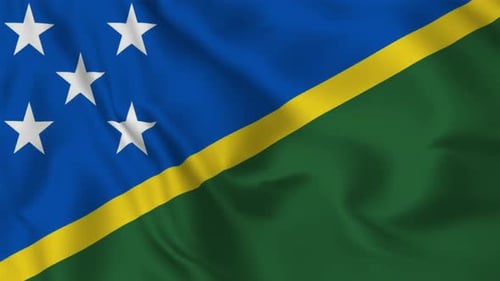Solomon Islands National Flag Waving Animation Loop