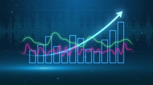Financial Market Chart Showing Increasing Holographic Data