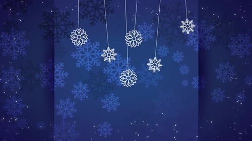 Merry Christmas Snowflakes Festival Blue Background