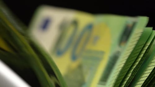 Euro Money Counting Machine Close Up