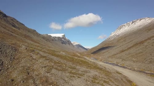 Landscape with Mountains Covered By Snow Under Cloudy Sky in Iceland