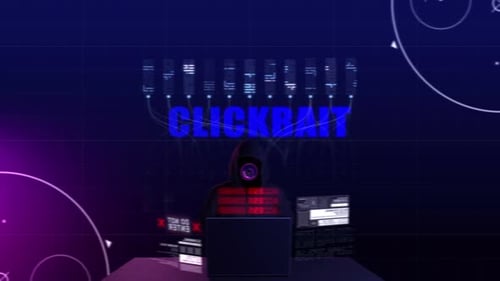 Un hacker anonyme prêt pour une attaque et un texte Clickbait