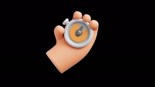 3D Hand Gesture Holding A Stopwatch Motion Graphics