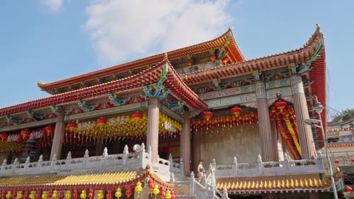 4K Parallax movement around the Kek Lok Si Temple Shrine Hall in George Town, Penang, Malaysia