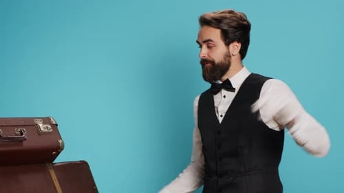 Luxurious Employee with Briefcase Posing