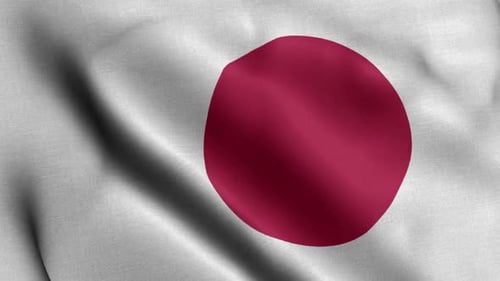Realistic Fabric Japan Flag Waving Loop Animation