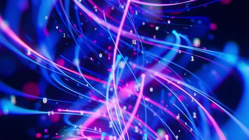 Nahaufnahme von Big Data Light Speed Flow by Helix Abstrakter digitaler Datenstrom von Quantencomputern