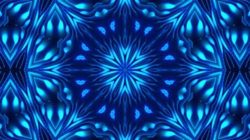 Abstract Blue Kaleidoscope Pattern Background Loop