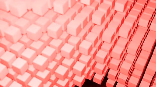 Dynamic Abstract Red Cube Grid Movement Animation