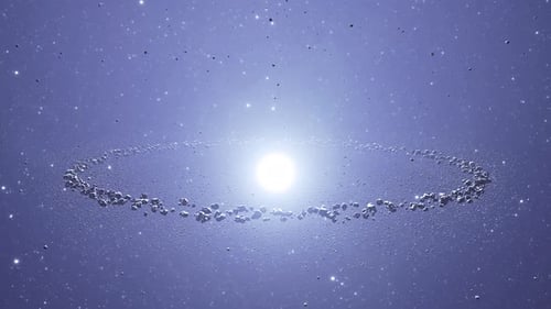 Astéroïdes cosmiques formant un anneau autour d'une étoile brillante